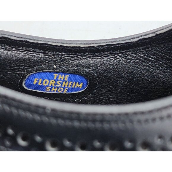 Florsheim Imperial Black Leather Lace Up Wingtip Oxford Brogue Shoes Size 10.5 E main image 5